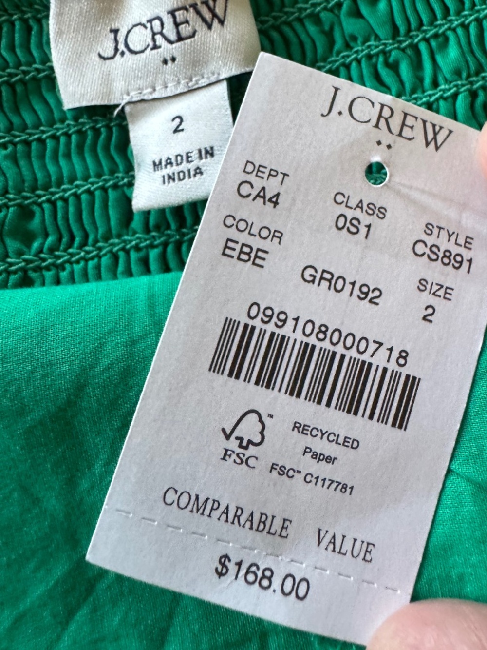 ***J Crew Factory NWT GREEN COTTON midi dress*** - Picture 15 of 15